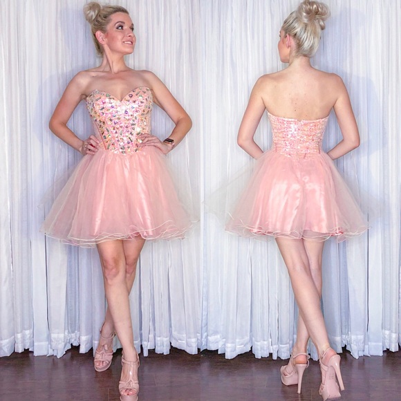 pink glitter homecoming dress